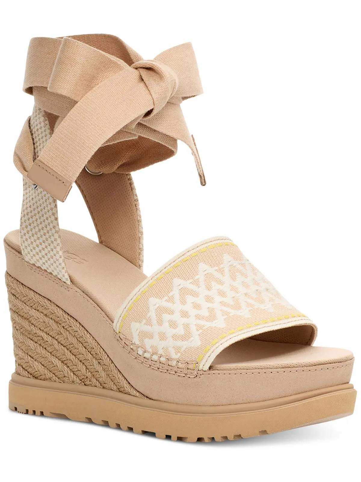 Abbot Womens Canvas Lace-Up Espadrille Heels