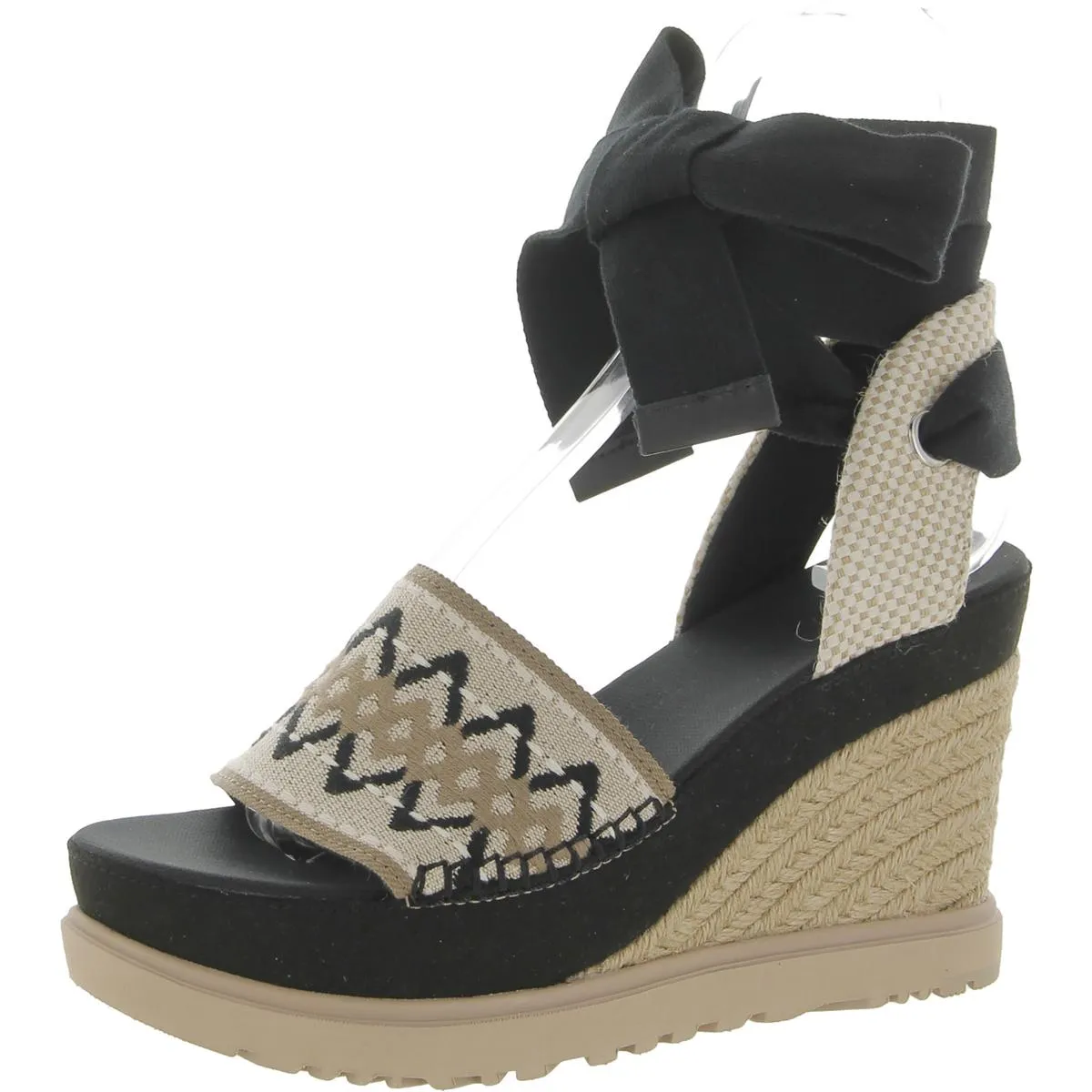 Abbot Womens Canvas Lace-Up Espadrille Heels