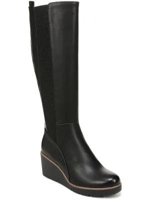 Adrian Womens Faux Leather Wide Calf Knee-High Boots