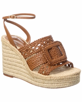 Alexandre Birman Lana 150 Woven Leather Wedge Sandal