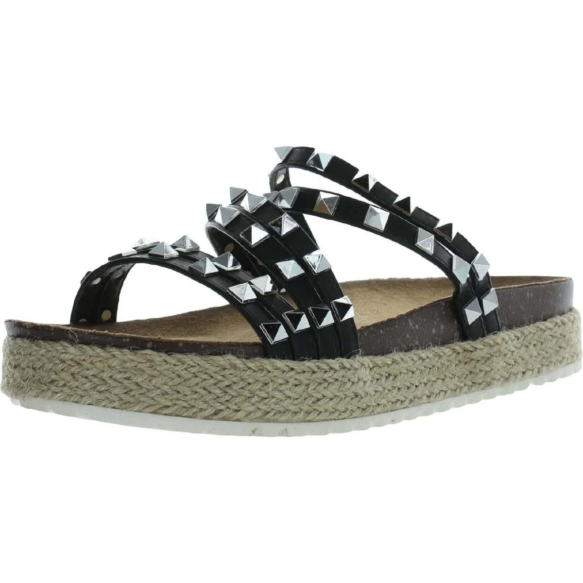 Amalfi Womens Faux Leather Footbed Flatform Sandals