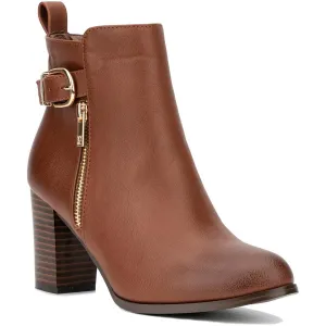 Angie Womens Zipper Faux Leather Booties
