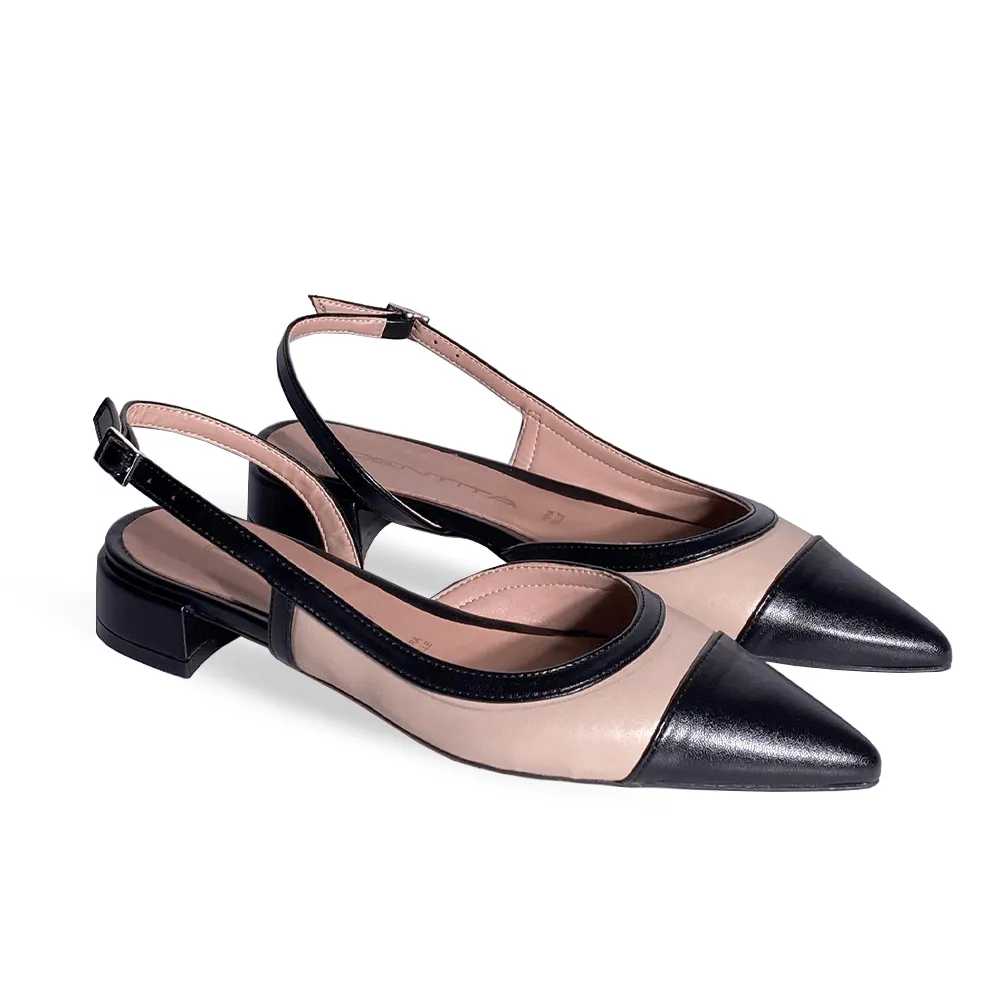 ANGY LEATHER BEIGE/BLACK