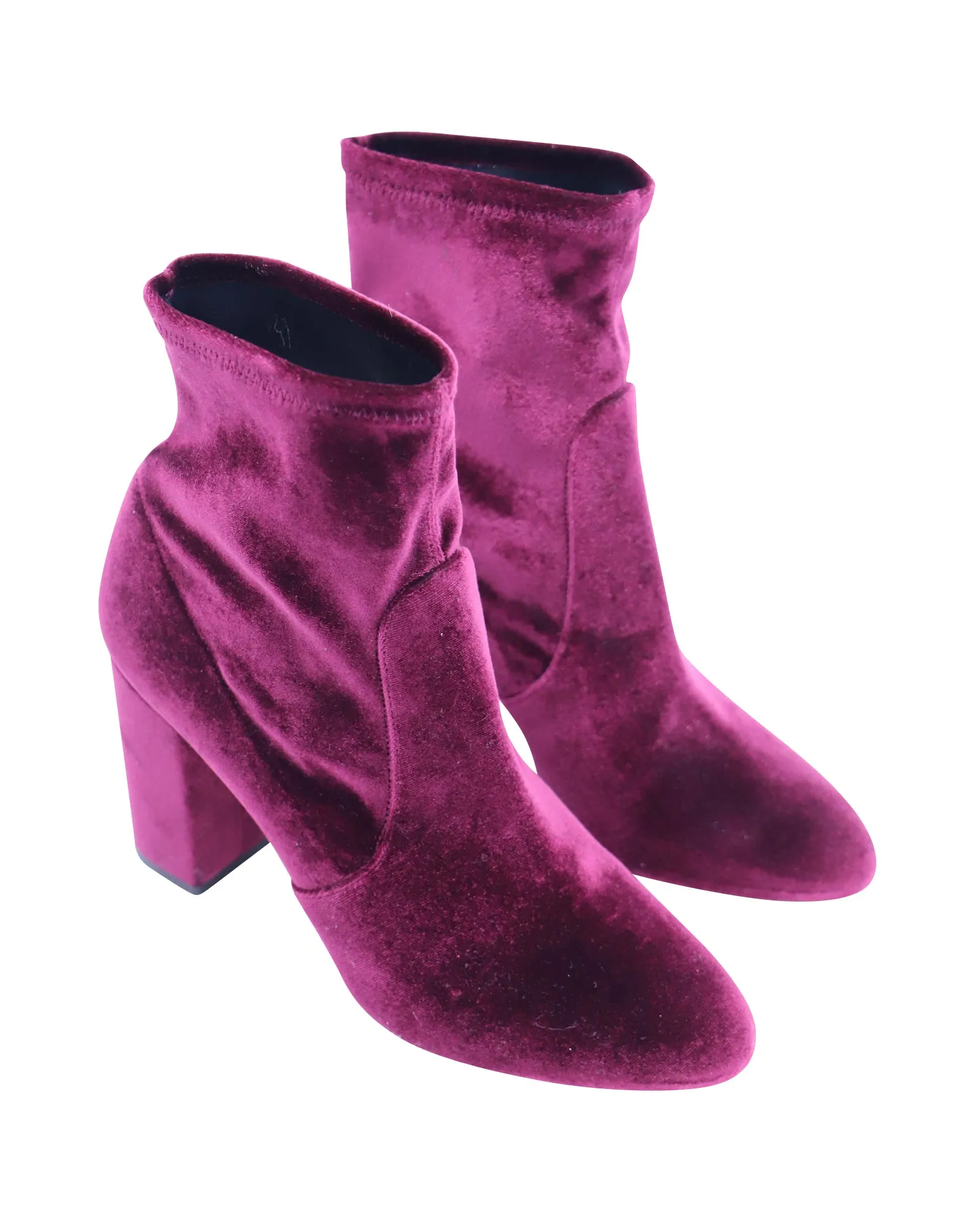 Aquazzura So Me 85 Ankle Boots in Burgundy Velvet
