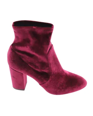 Aquazzura So Me 85 Ankle Boots in Burgundy Velvet