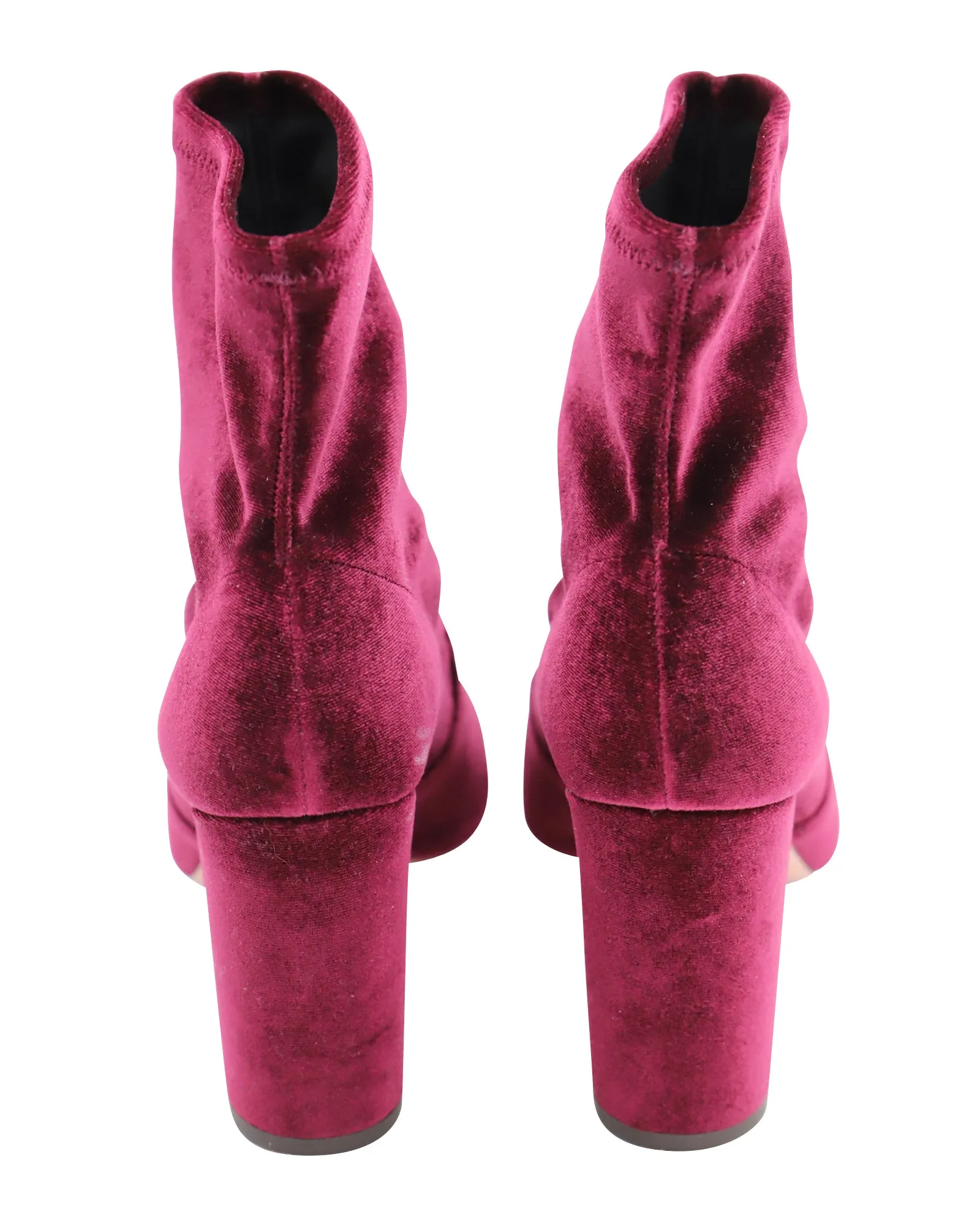 Aquazzura So Me 85 Ankle Boots in Burgundy Velvet