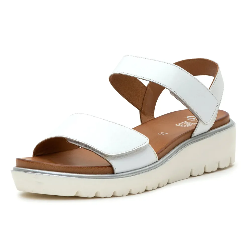 Ara Bellvue White Leather Platform Sandal (Women's)