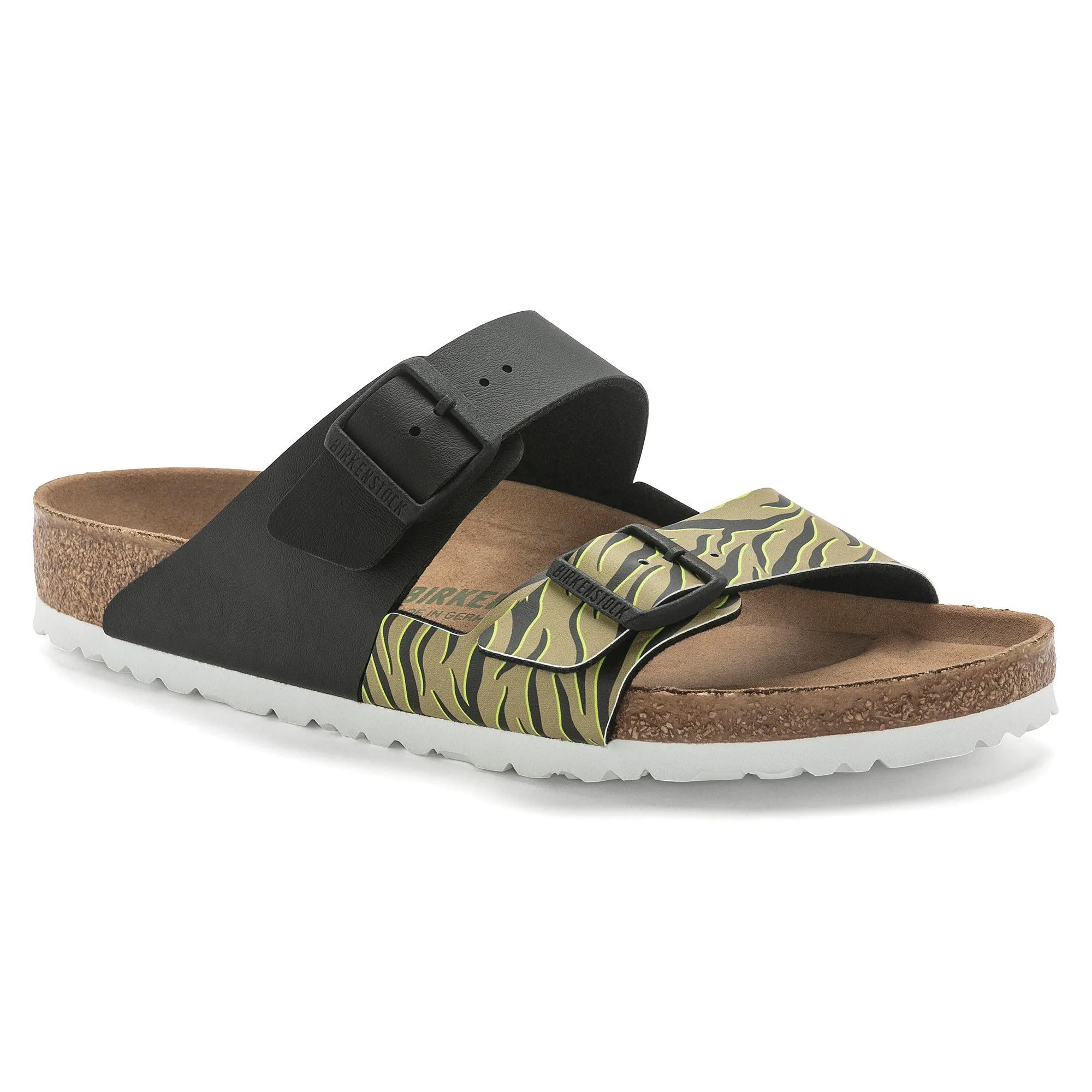 Arizona Split Vegan - Zebra Cork Brown-Black Birko-Flor||Arizona Split Vgane - Birko-Flor zbre brun lige et noir
