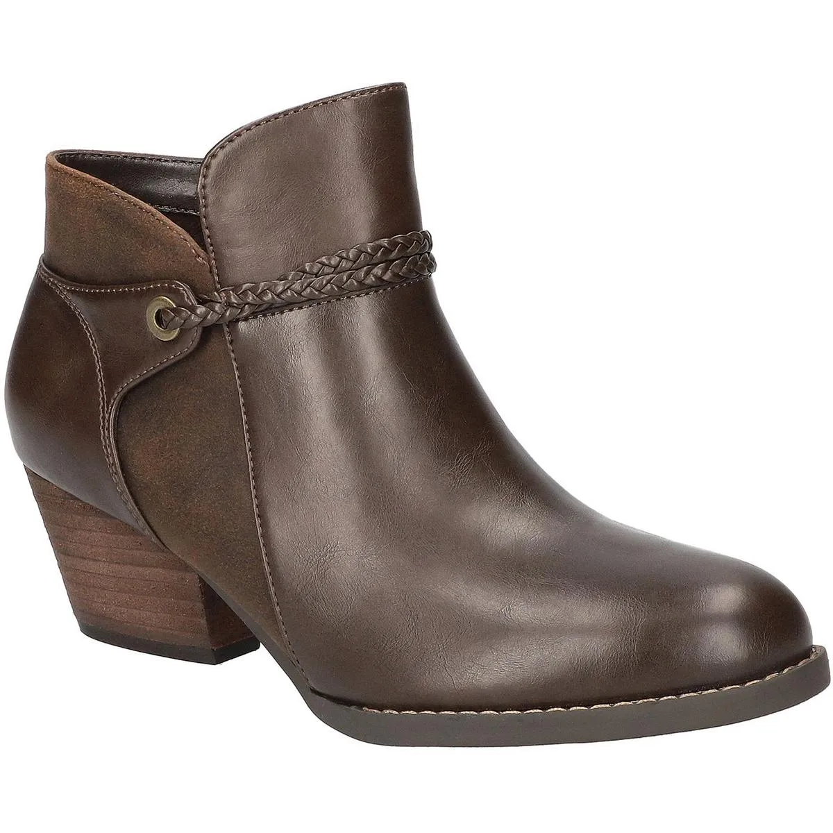 AUDRINA Womens Cushioned Footbed Faux Leather Chelsea Boots