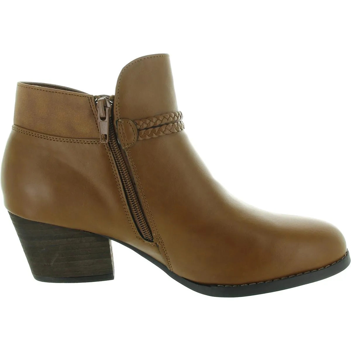 AUDRINA Womens Cushioned Footbed Faux Leather Chelsea Boots