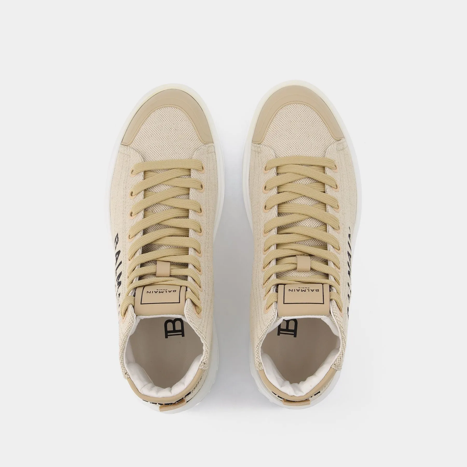 B Court High Top-Canvas&Logo in White Cotton