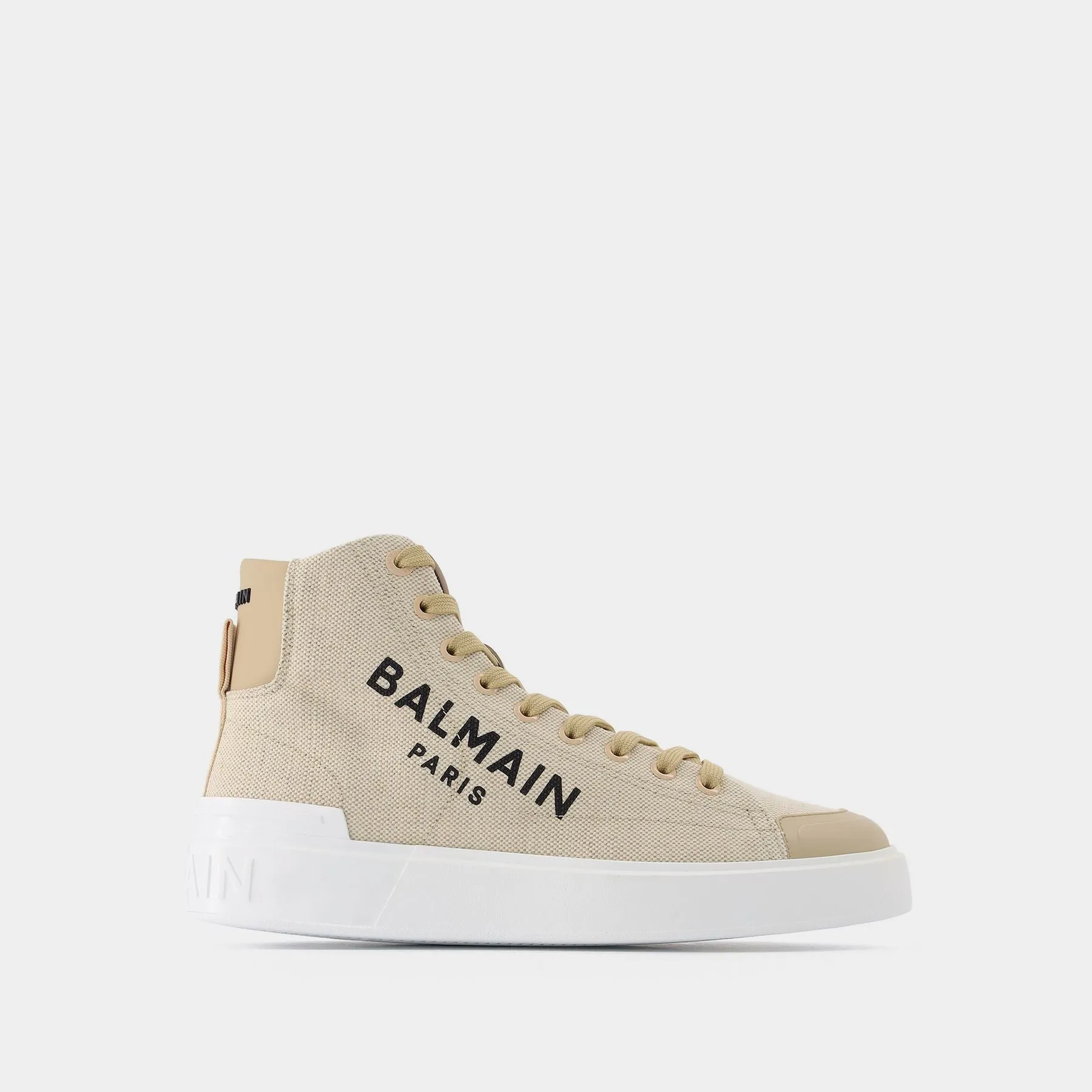 B Court High Top-Canvas&Logo in White Cotton