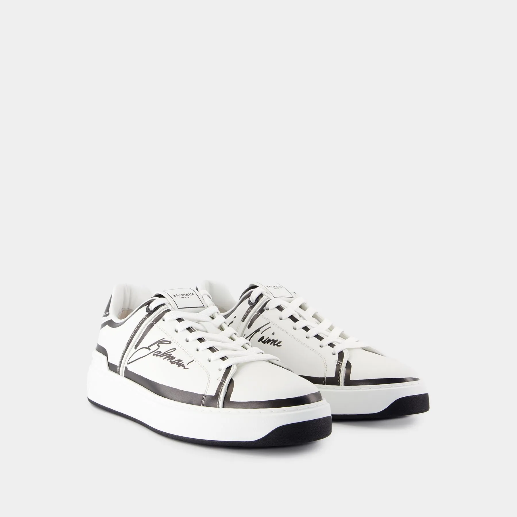 B-Court Sneakers - Balmain - Leather - White