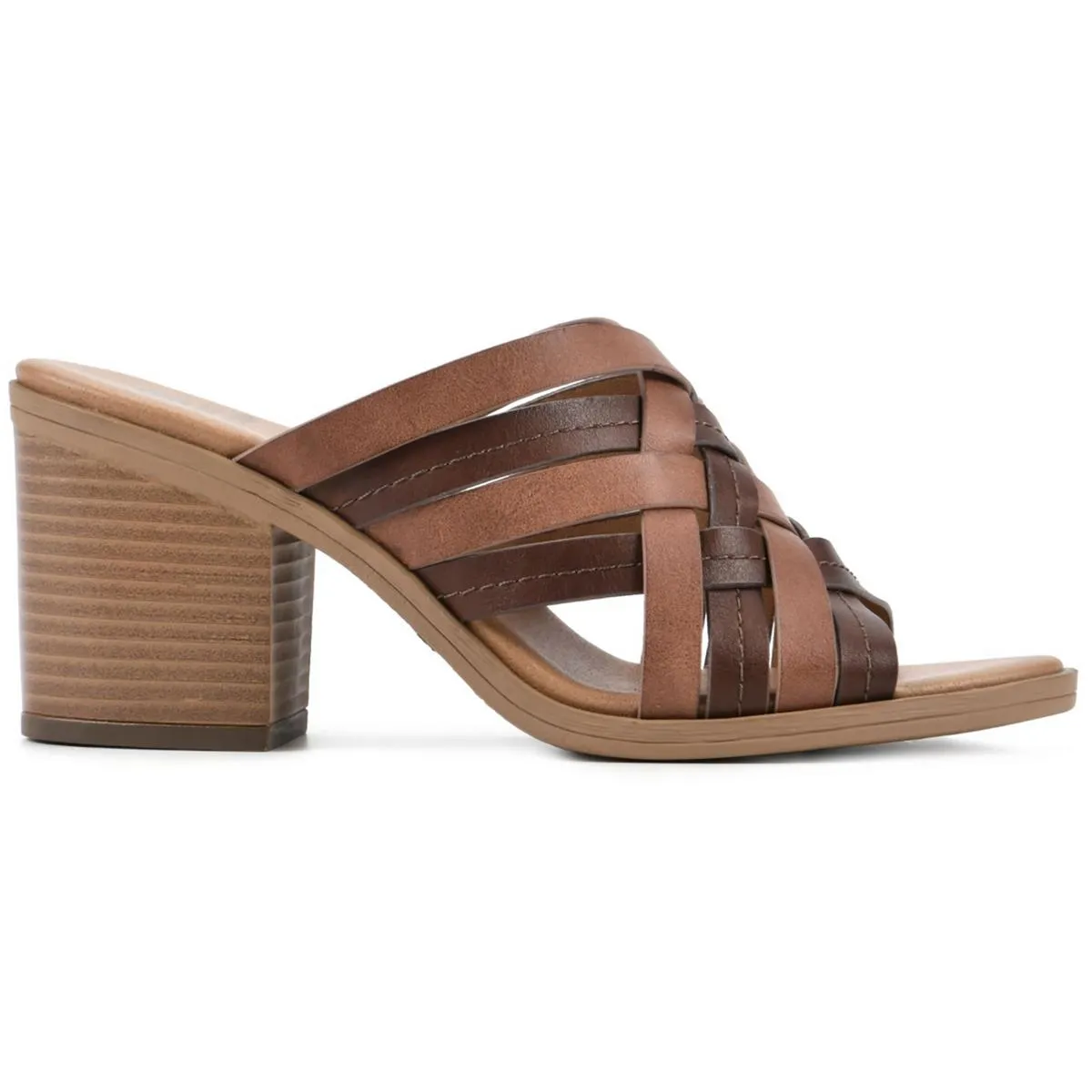 Be Happy Womens Faux Leather Round Toe Block Heel
