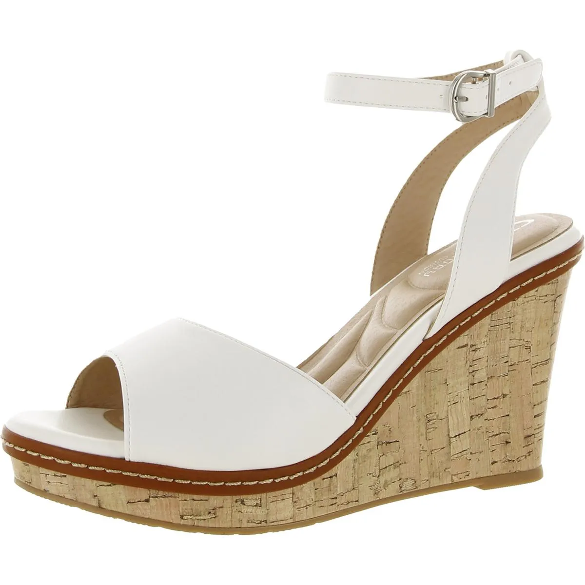 Beaming Womens Leather Open Toe Wedge Sandals
