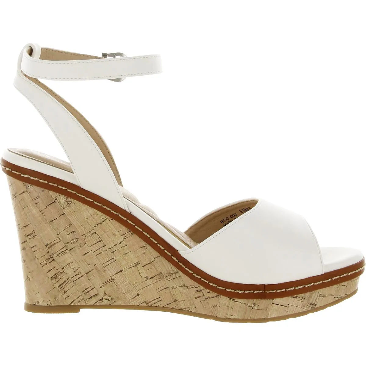 Beaming Womens Leather Open Toe Wedge Sandals