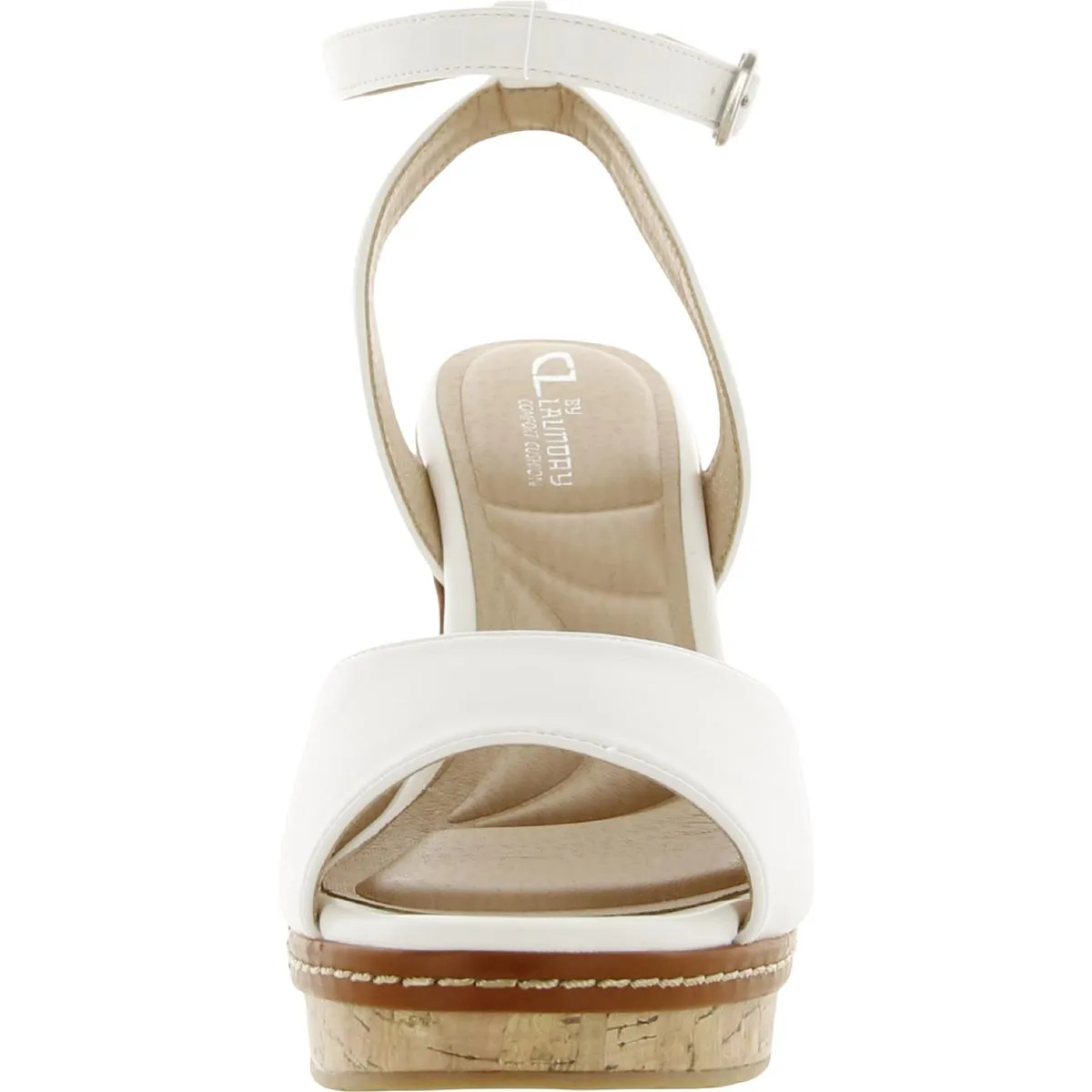 Beaming Womens Leather Open Toe Wedge Sandals