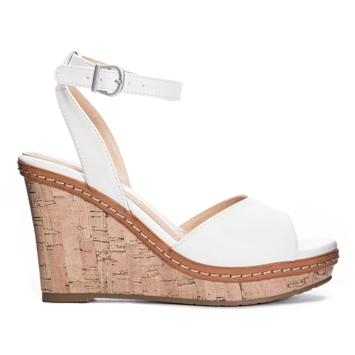 Beaming Womens Leather Open Toe Wedge Sandals