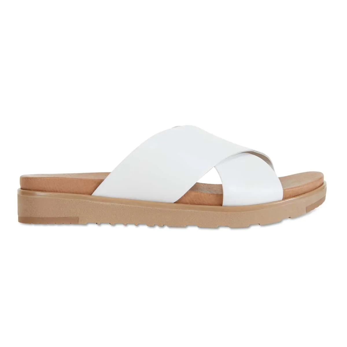 Bold Slide in White Leather