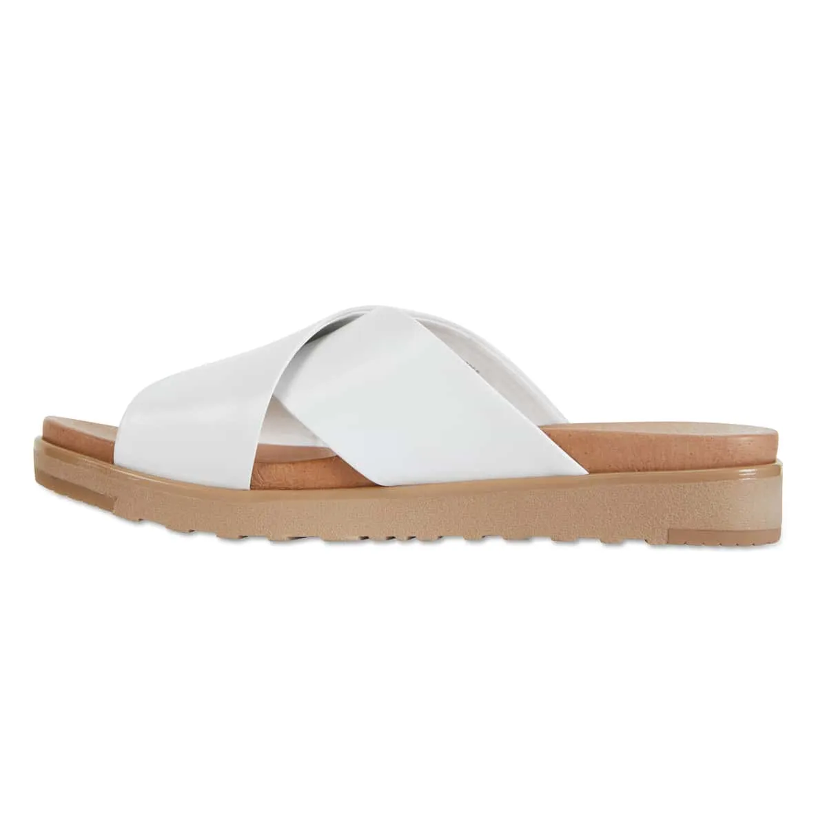 Bold Slide in White Leather