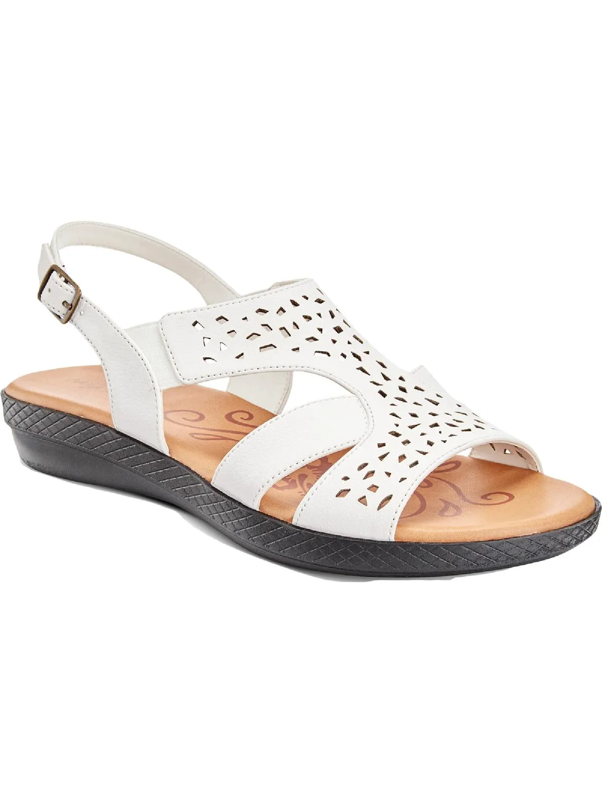 Bolt Womens Faux Leather Flat Flat Sandals