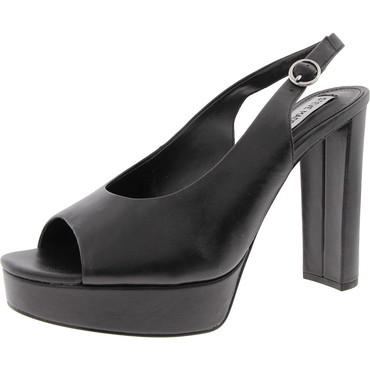 Booker Womens Buckle Leather Block Heel