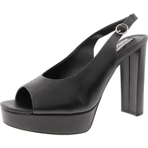 Booker Womens Buckle Leather Block Heel