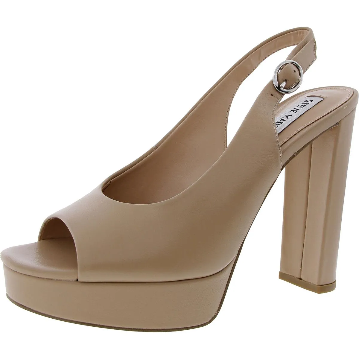 Booker Womens Buckle Leather Block Heel