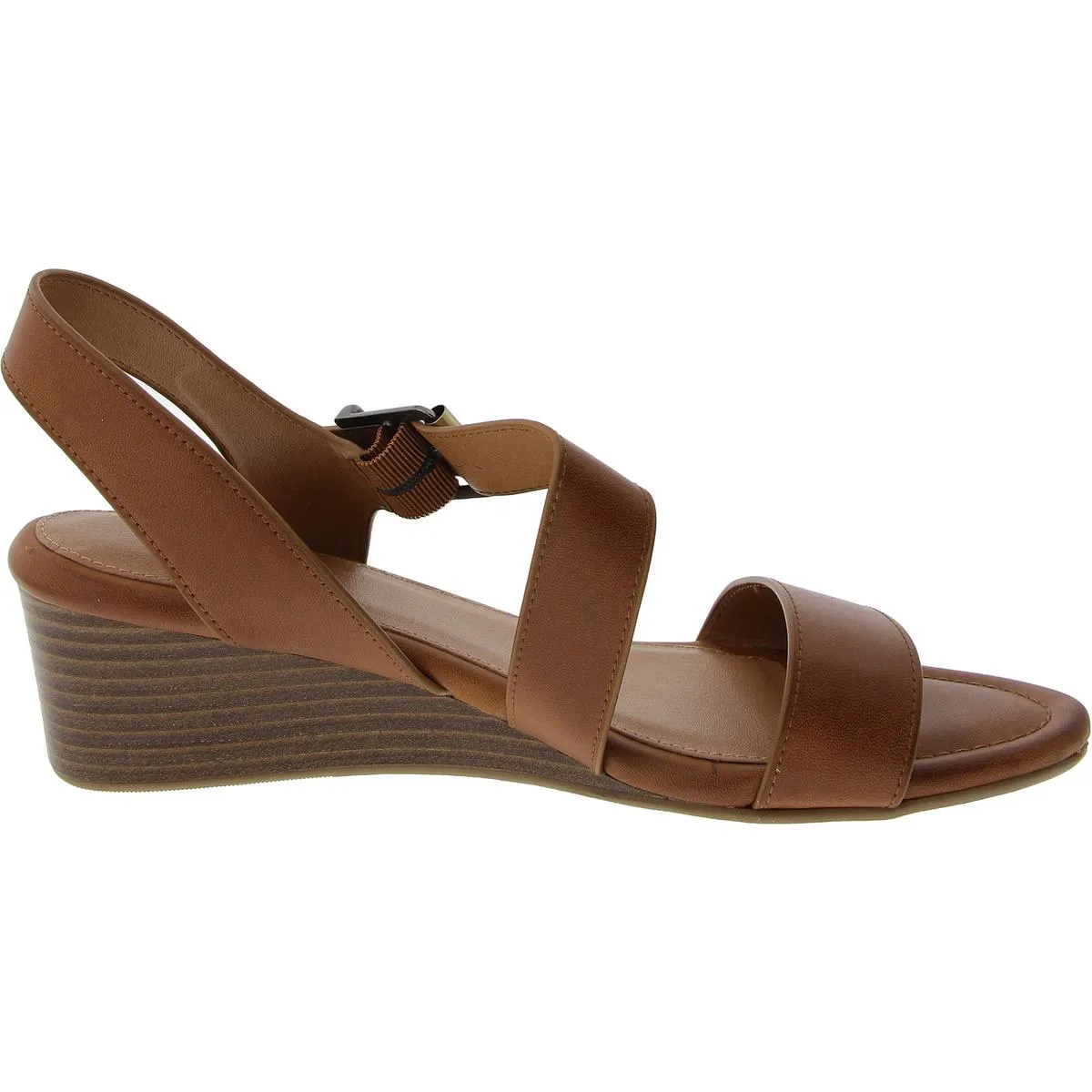 BRUX Womens Cushioned Footbed Faux Leather Wedge Sandals