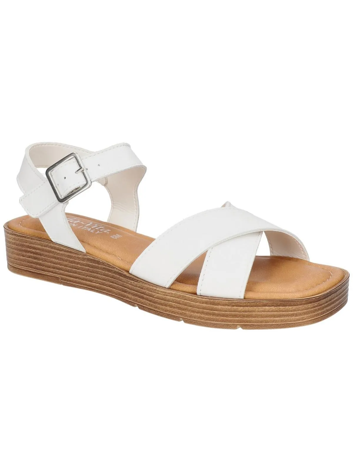 Car-Italy Womens Leather Dressy Wedge Sandals