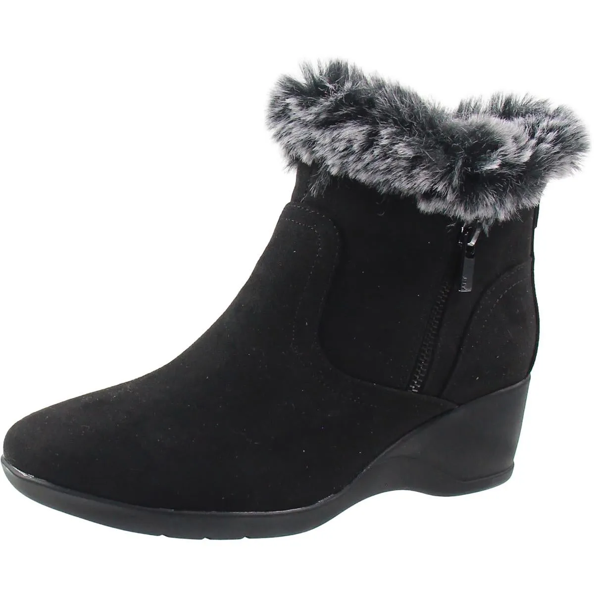 Carleen Womens Faux Fur Man Made Wedge Boots