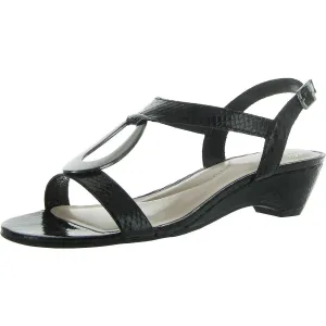 Carmeyy Womens Embellished Patent T-Strap Sandals