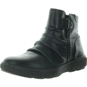 Caroline Orchid Womens Gathered Leather Booties