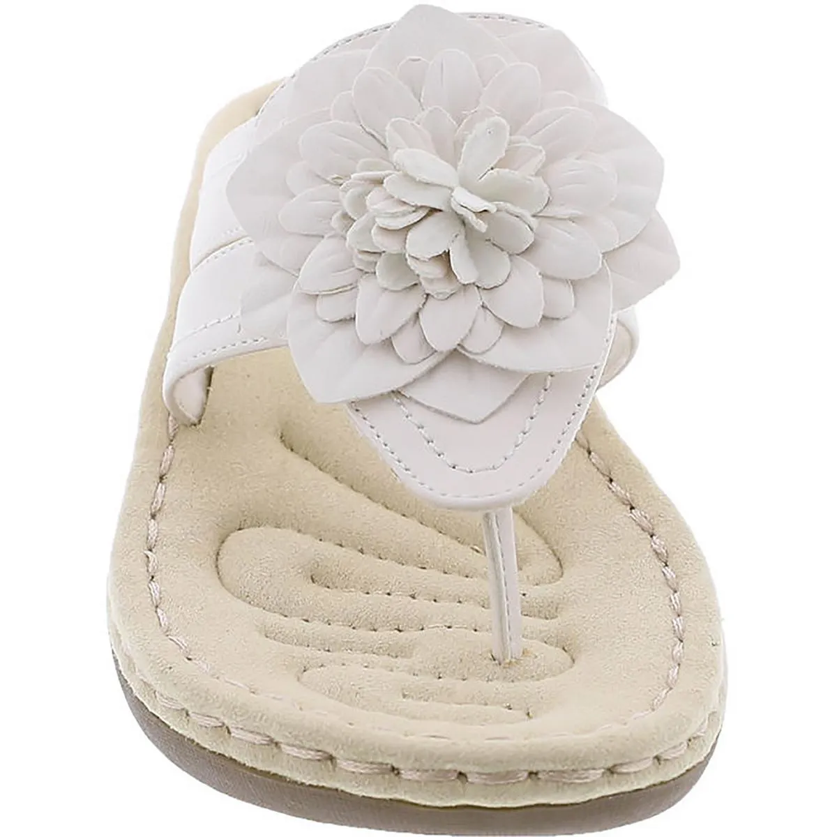 Cassia Womens Faux Leather Thong Wedge Sandals