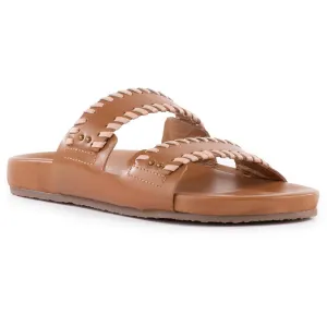 Catch A Wave Womens Contrast Trim Leather Slide Sandals
