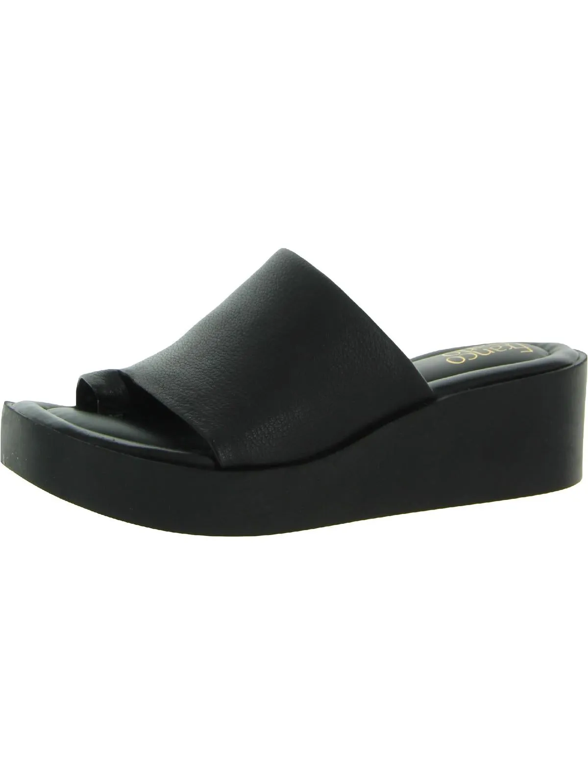 Cessa Womens Leather Slip On Wedge Sandals