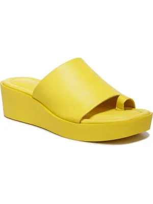 Cessa Womens Leather Slip On Wedge Sandals