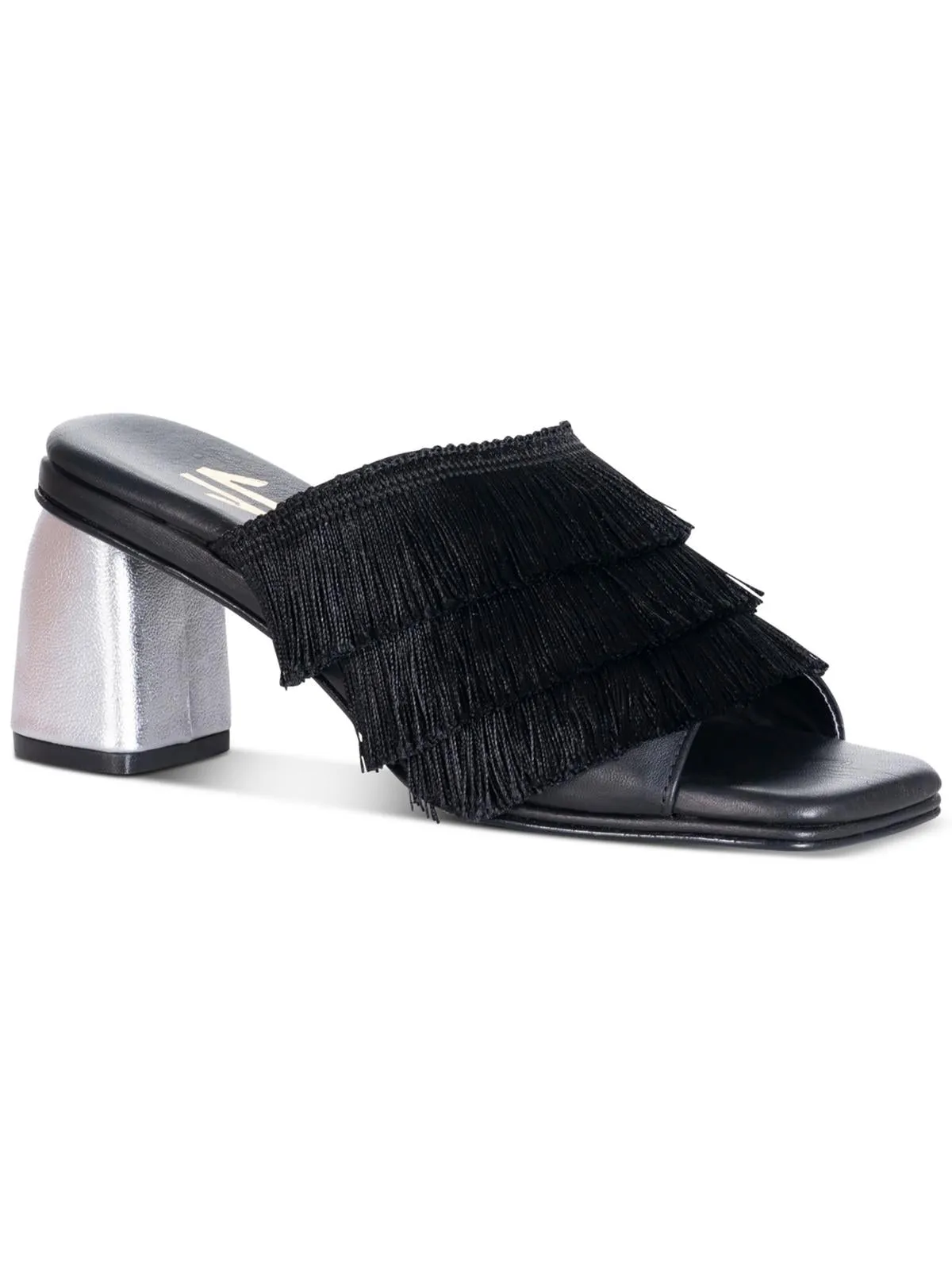 Cha Cha Womens Leather Fringe Block Heel