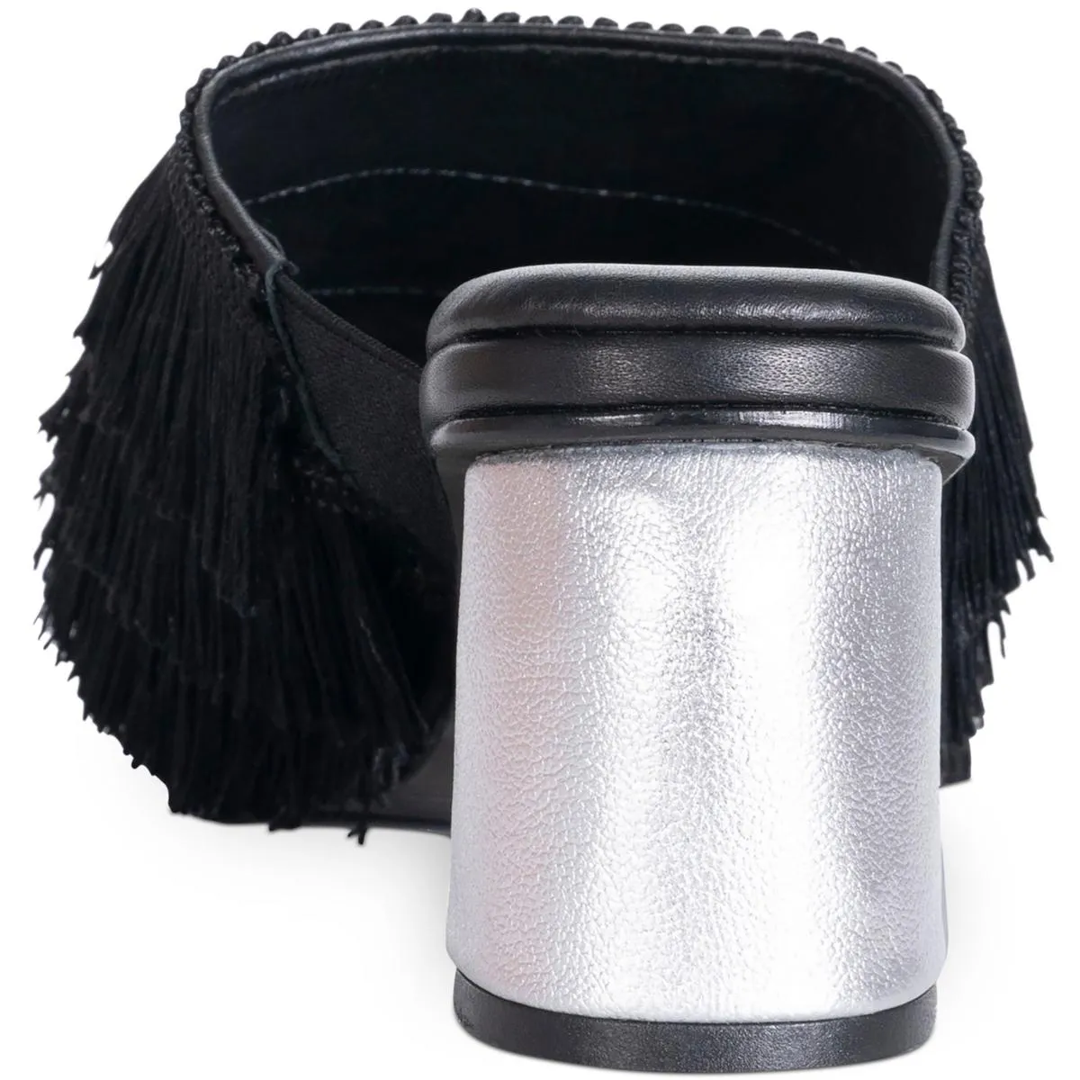 Cha Cha Womens Leather Fringe Block Heel