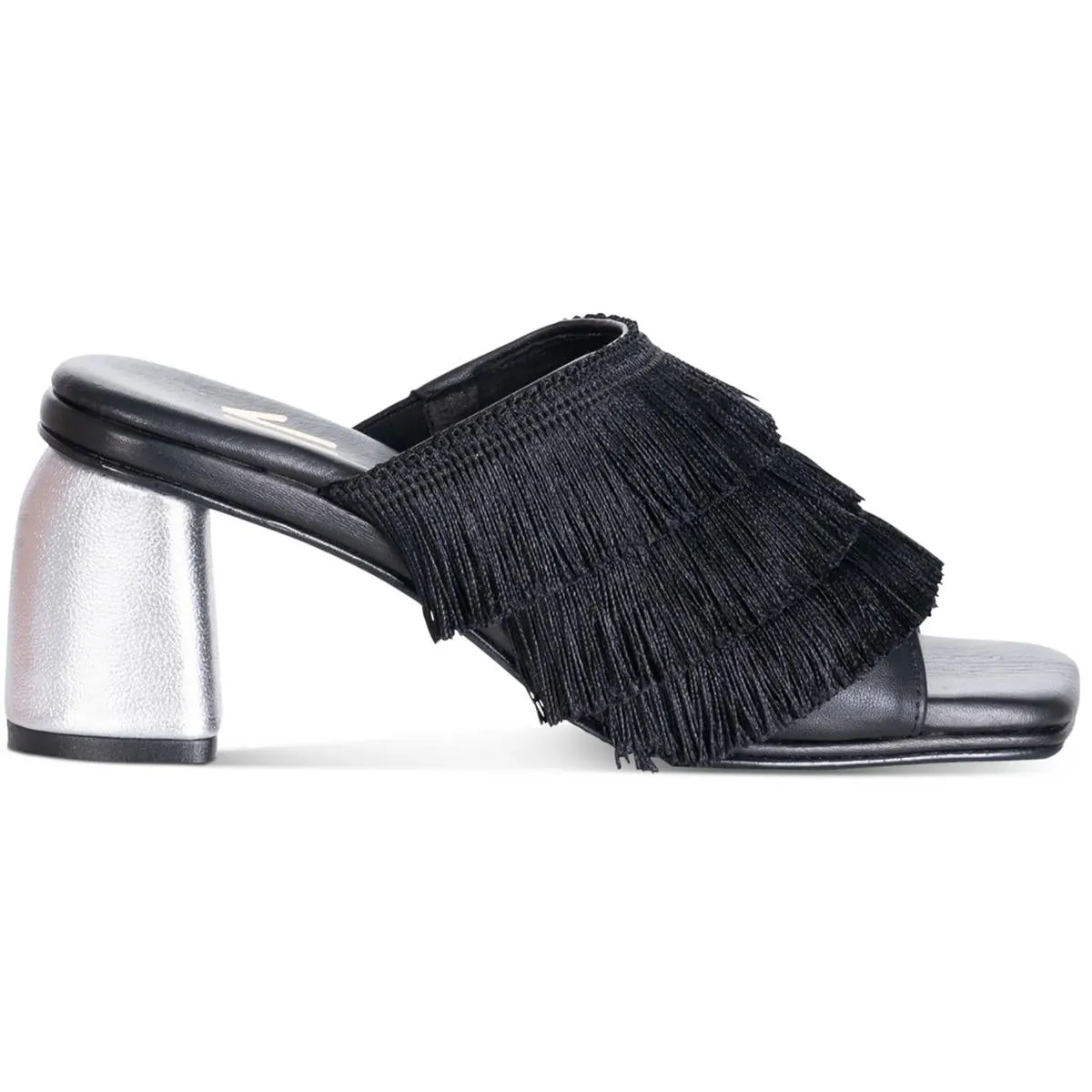 Cha Cha Womens Leather Fringe Block Heel