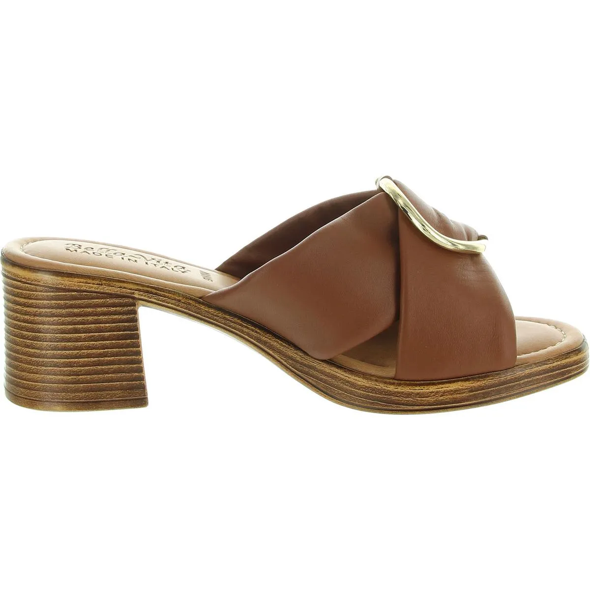 Chi-Ital Womens Embellished Leather Slide Sandals