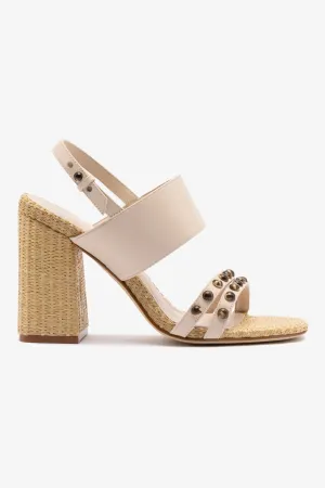 Chloe Gosselin by Larroud Margot Sandal In Puff Cream Leather and Natural Raffia