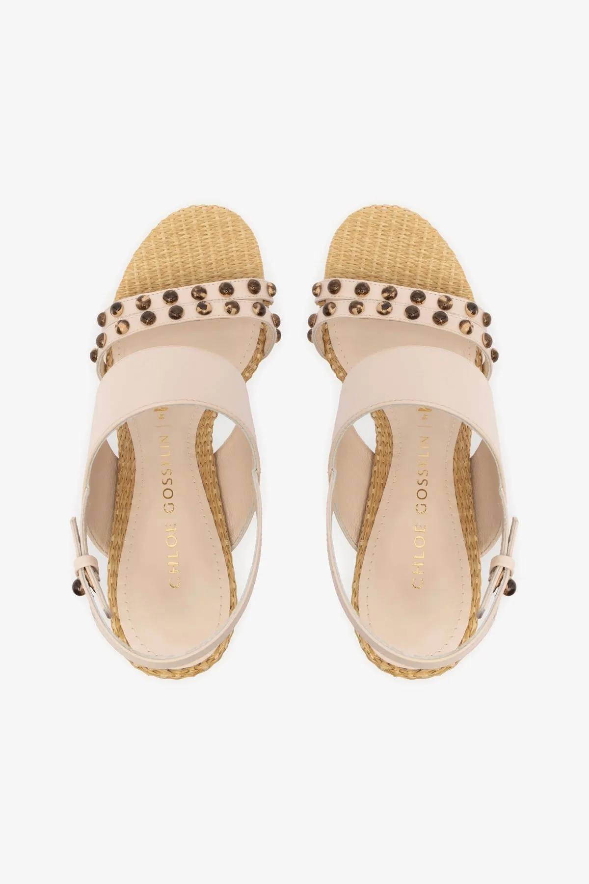 Chloe Gosselin by Larroud Margot Sandal In Puff Cream Leather and Natural Raffia