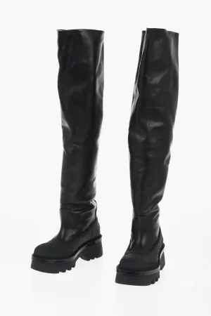 Chloe Leather Knee-High Boots With Tank Sole