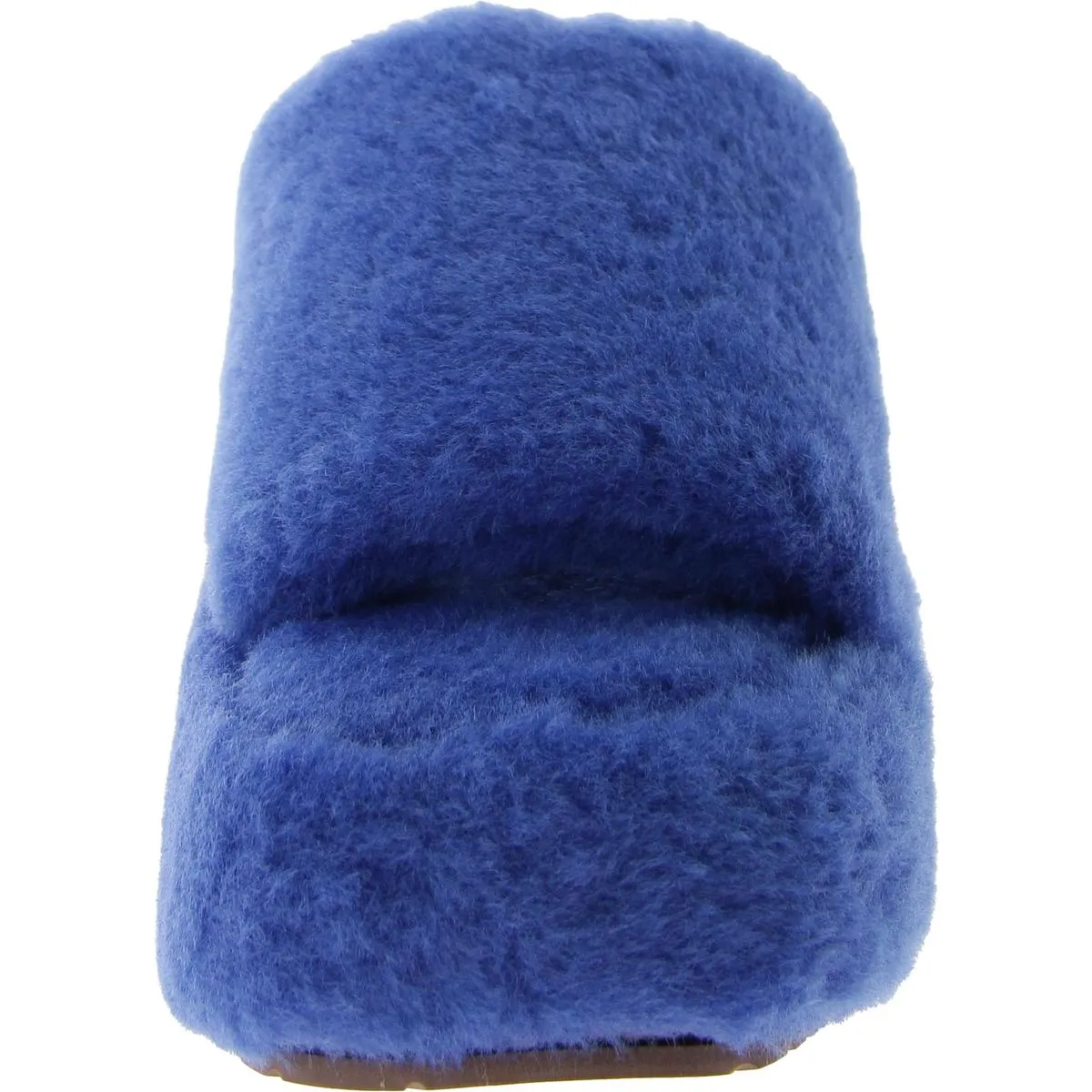 Claire Womens Faux Fur Open Square Toe Flatform Sandals