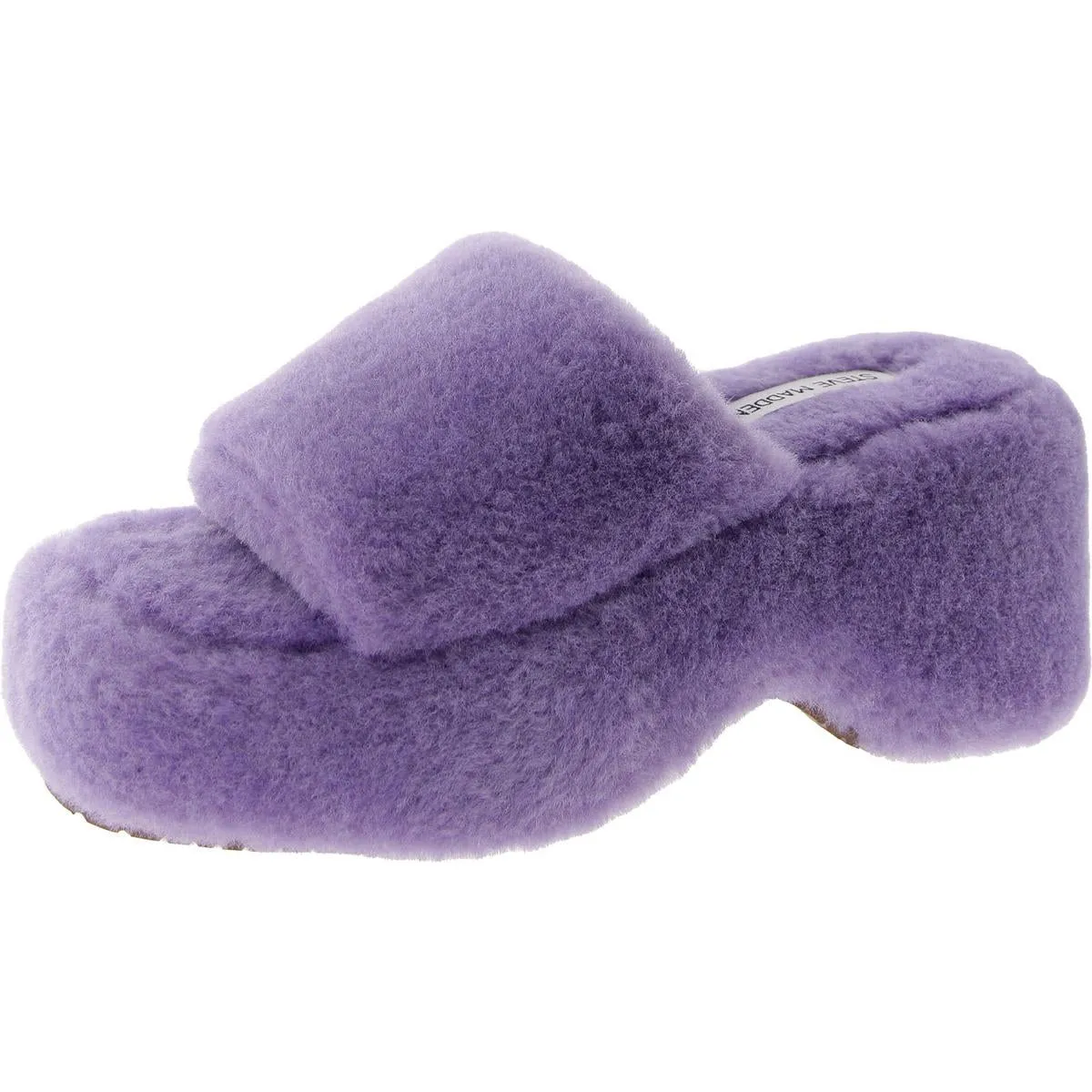 Claire Womens Faux Fur Open Square Toe Flatform Sandals