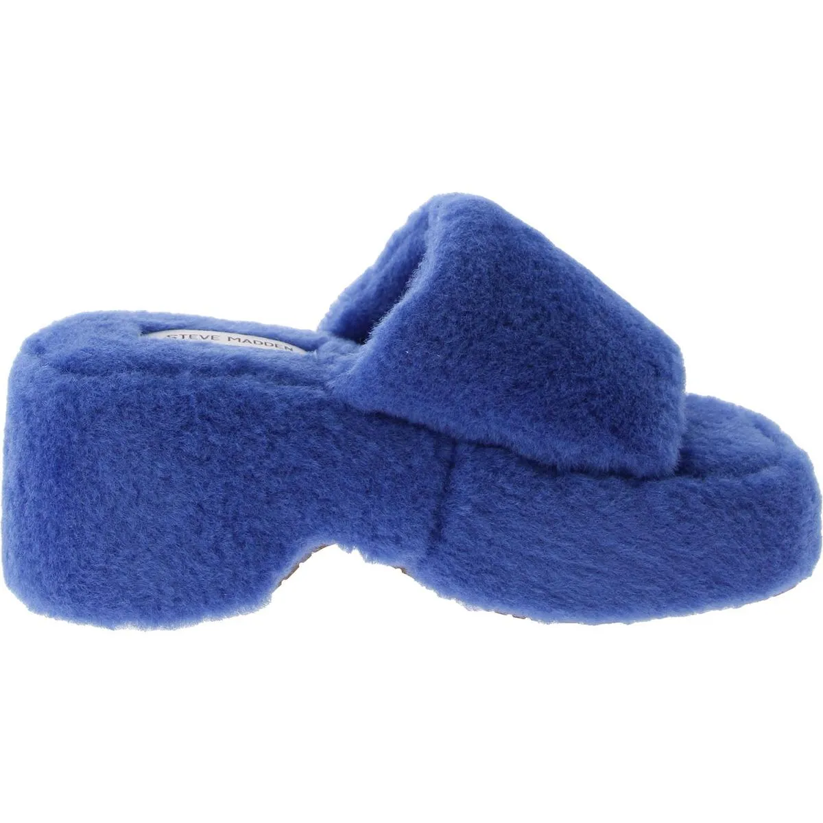 Claire Womens Faux Fur Open Square Toe Flatform Sandals