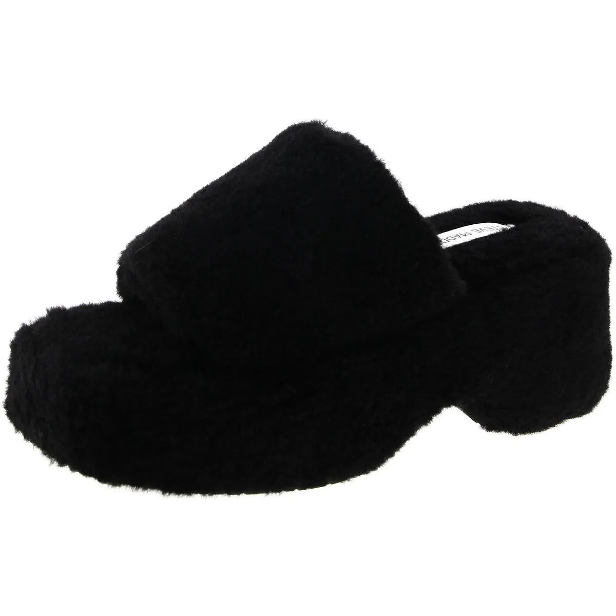 Claire Womens Faux Fur Open Square Toe Flatform Sandals