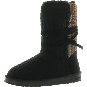 Clementine Womens Faux Fur Flat Mid-Calf Boots