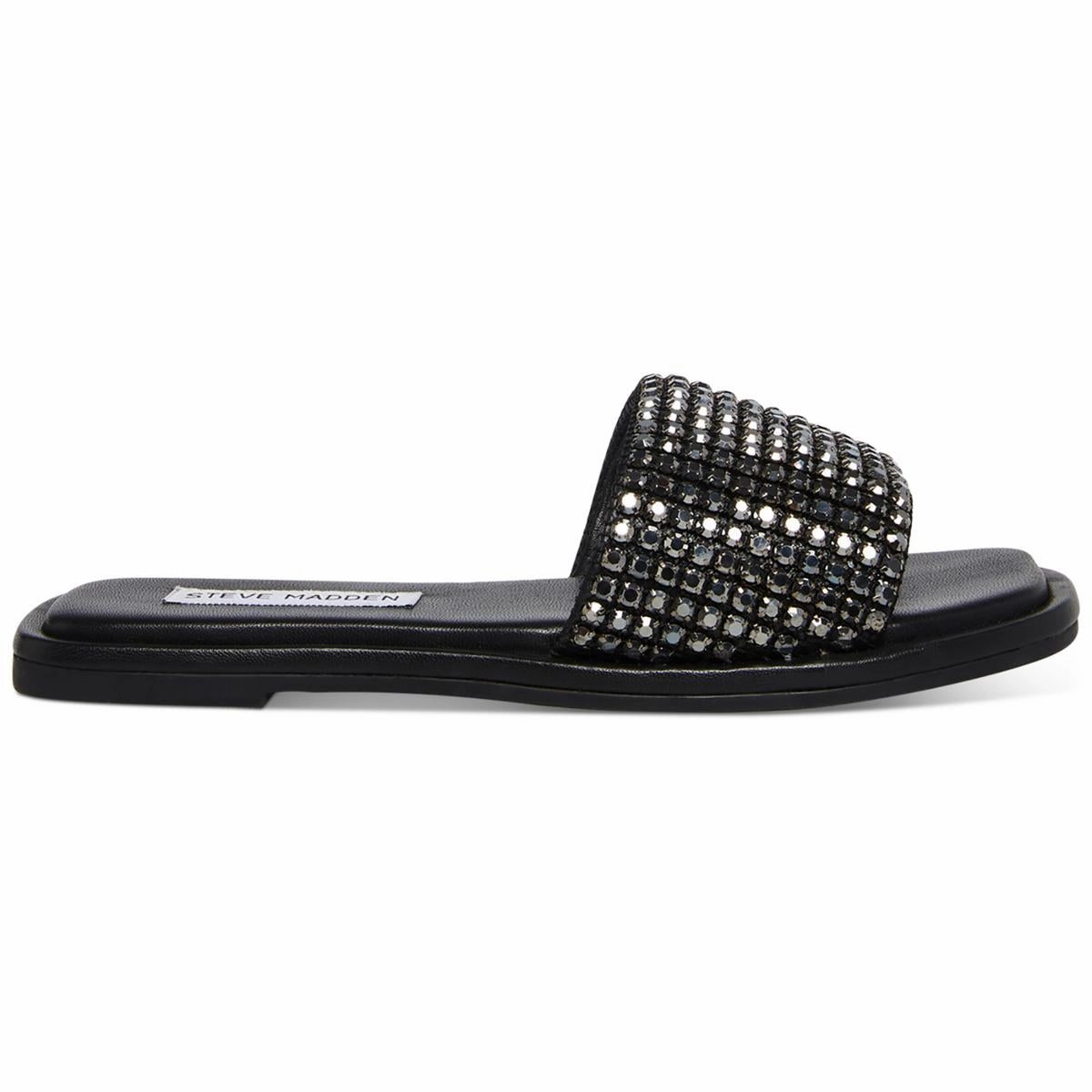Clyde-R Womens Rhinestones Flat Slide Sandals
